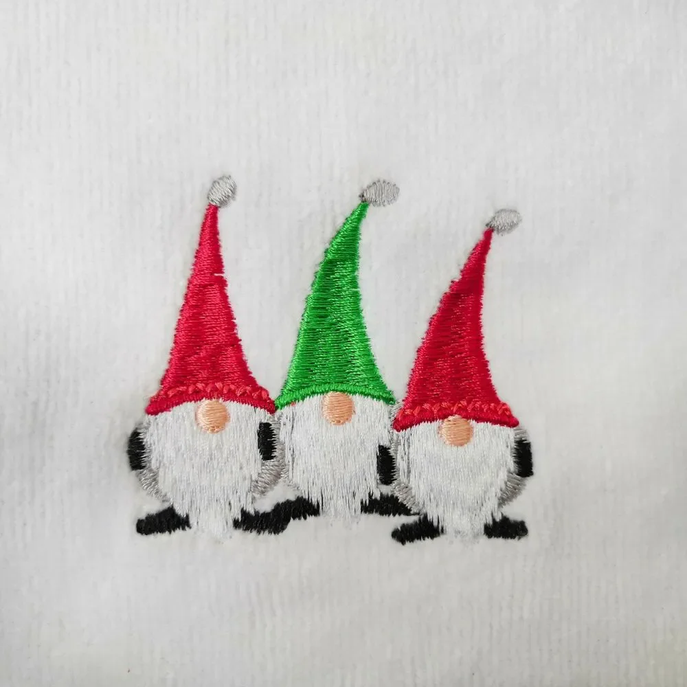 Merry Merry Gnomes Fingertip Towels Winter Holiday Embroidered Set of 4